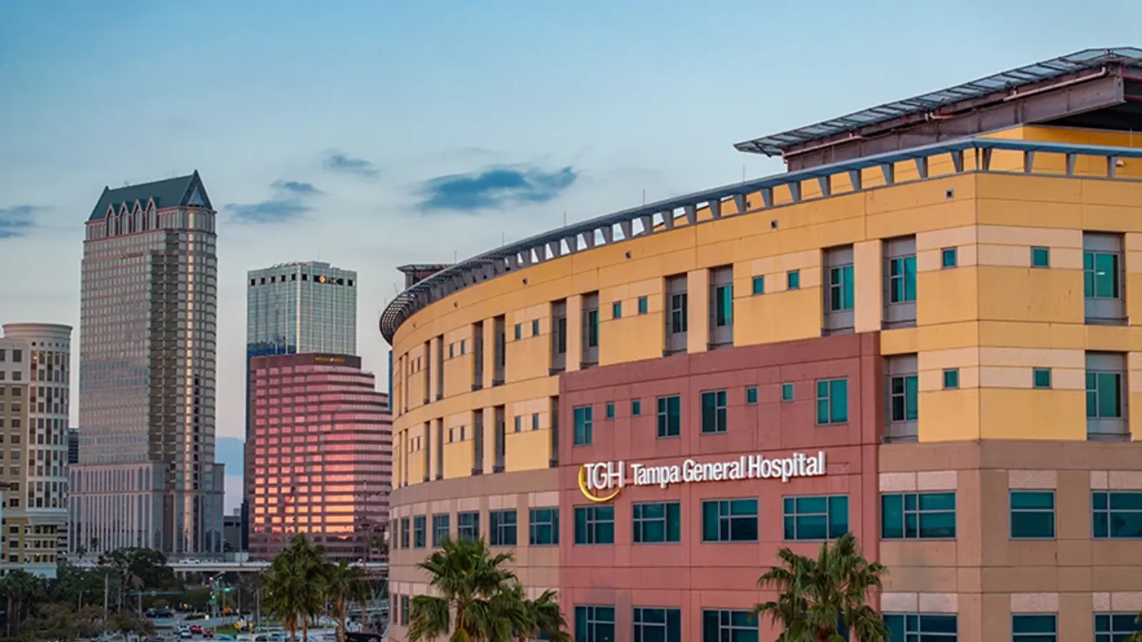 Exterior photo of the Tampa General Hospital campus on Davis Islands.