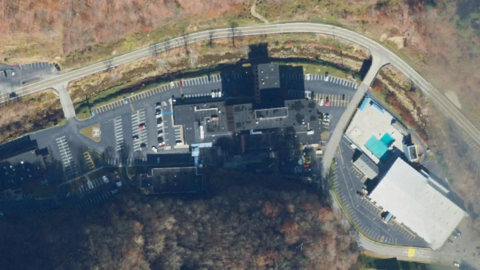 Aerial photograph of the Buchanan General Hospital campus (2023), Grundy, VA