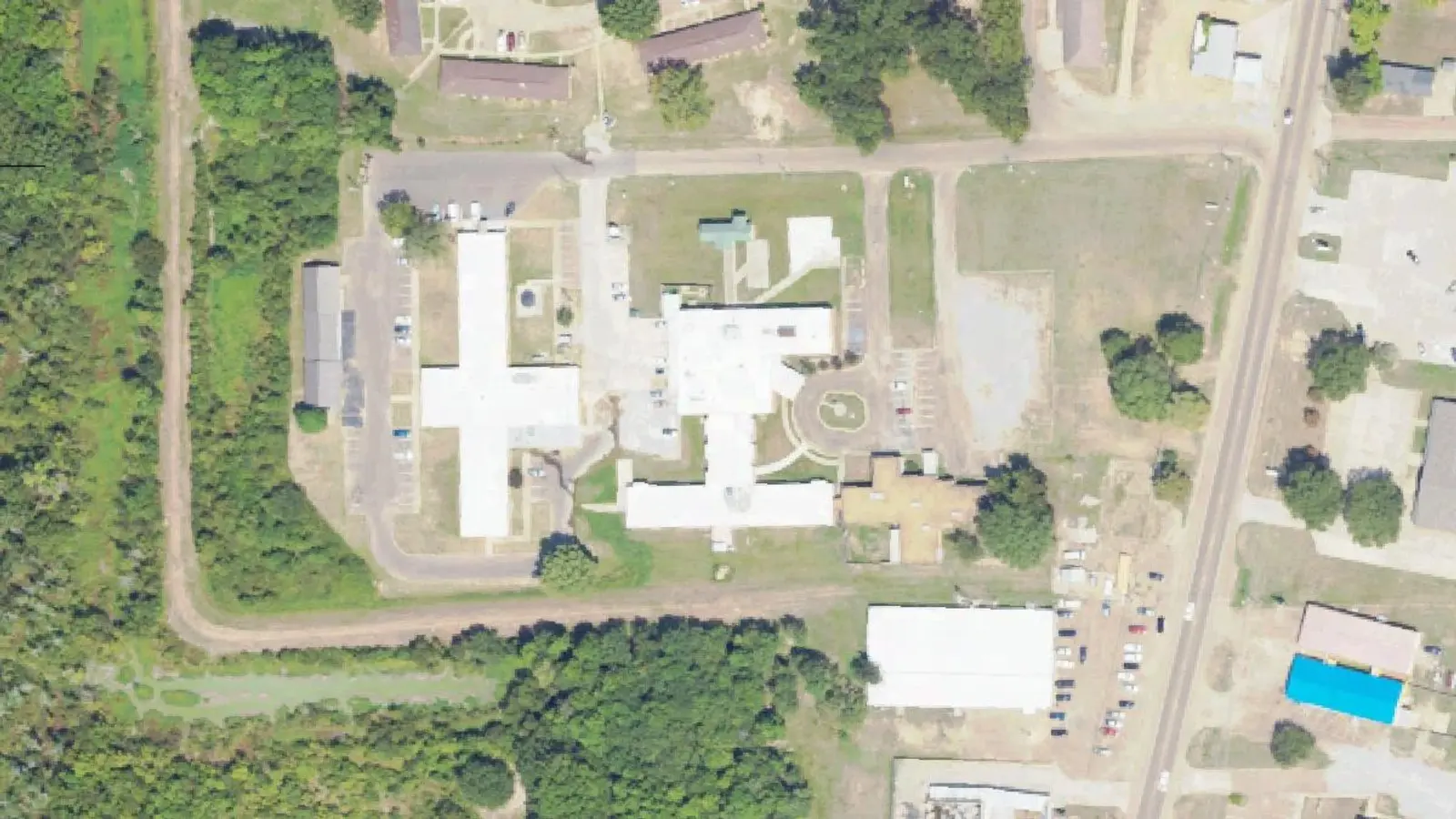 Aerial photograph of the Quitman Community Hospital campus (2023), Marks, MS