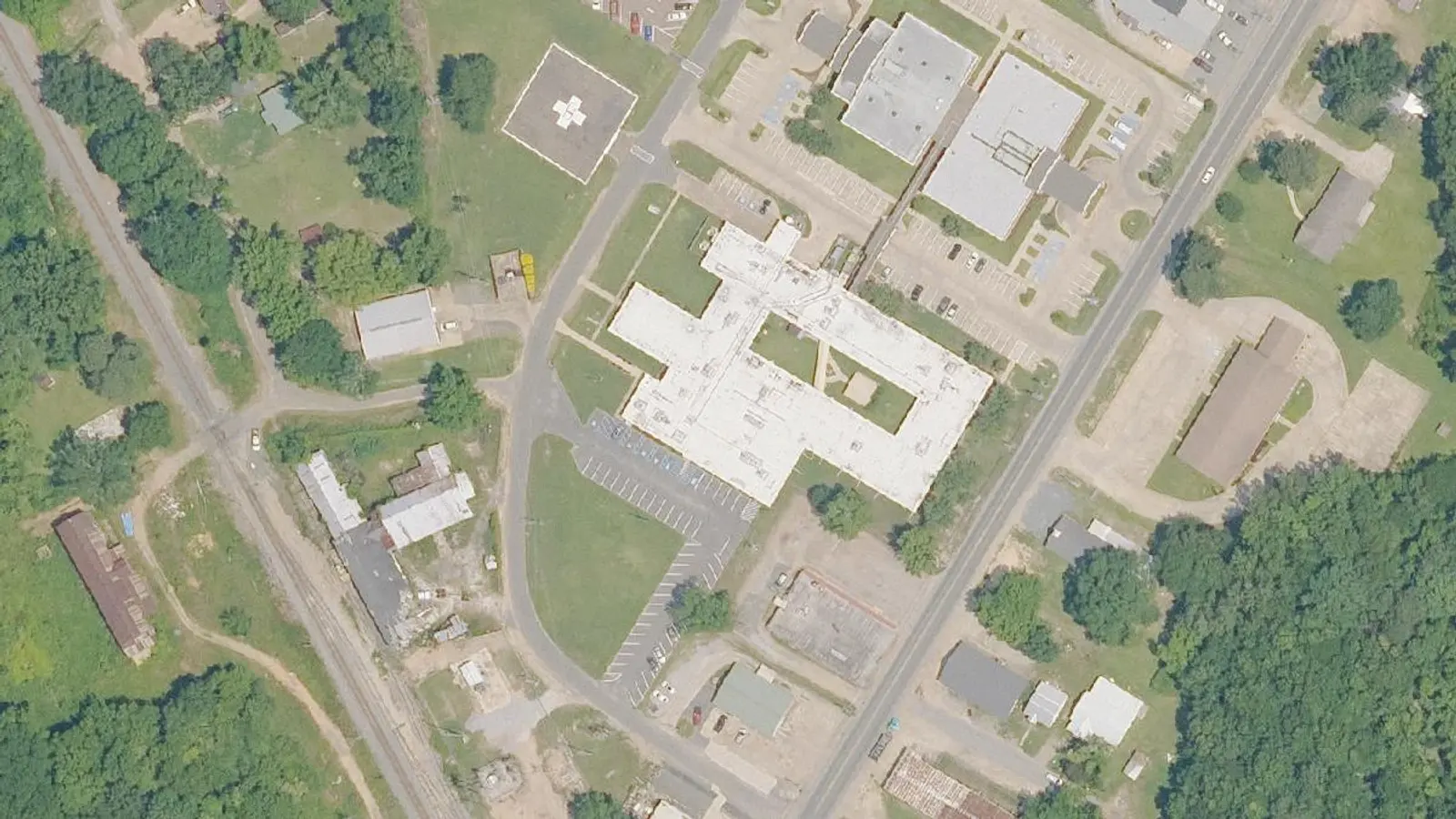 Aerial photograph of the Christus Coushatta Health Care Center campus (2023), Coushatta, LA