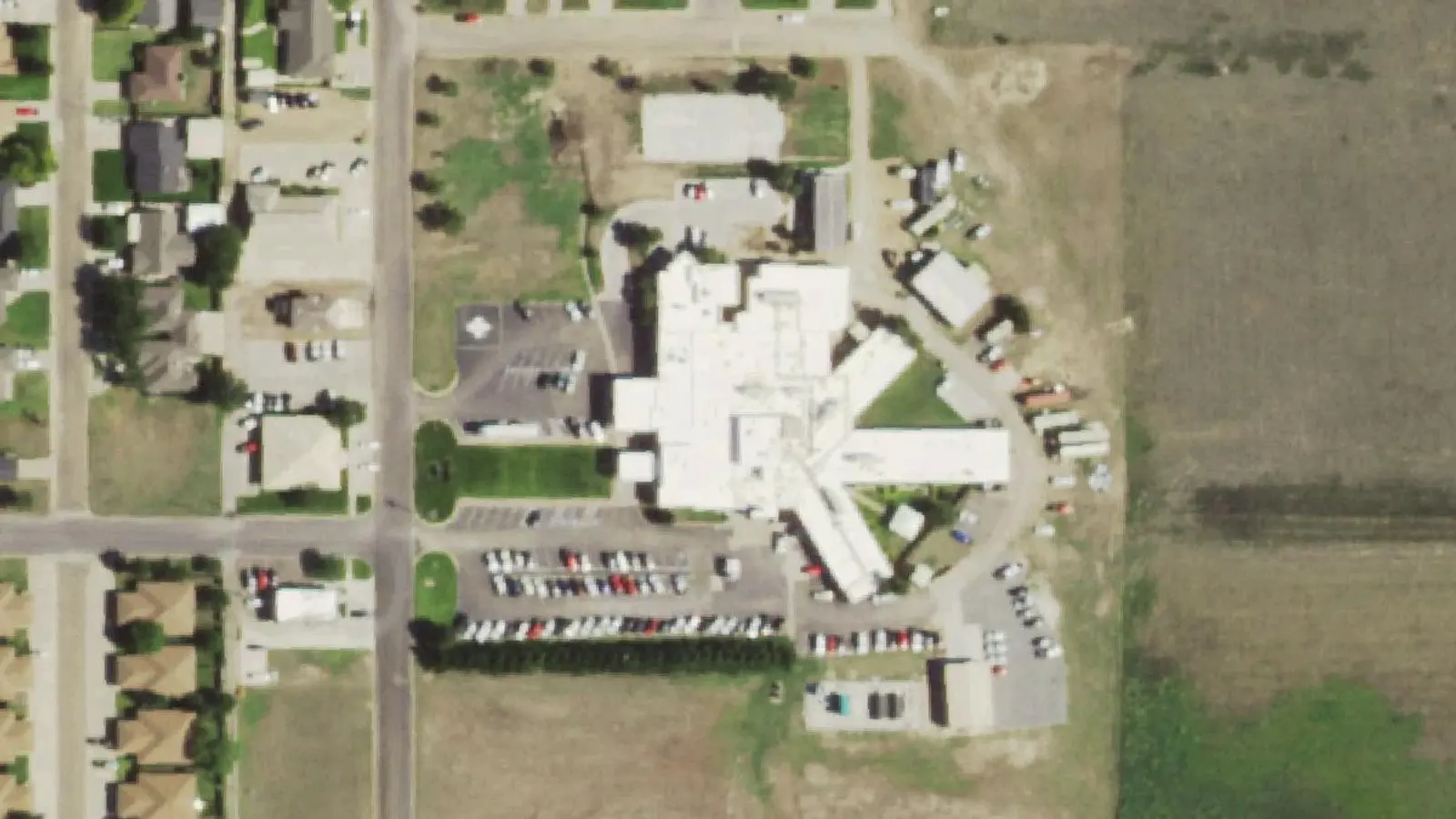 Aerial photograph of the Ochiltree General Hospital campus (2022), Perryton, TX
