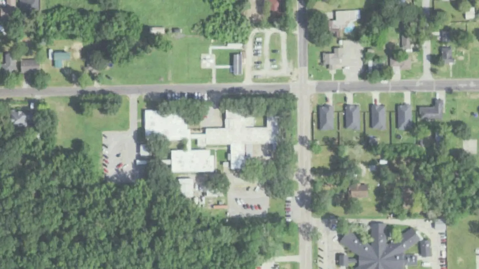 Aerial photograph of the Liberty Dayton Regional Medical Center campus (2022), Liberty, TX