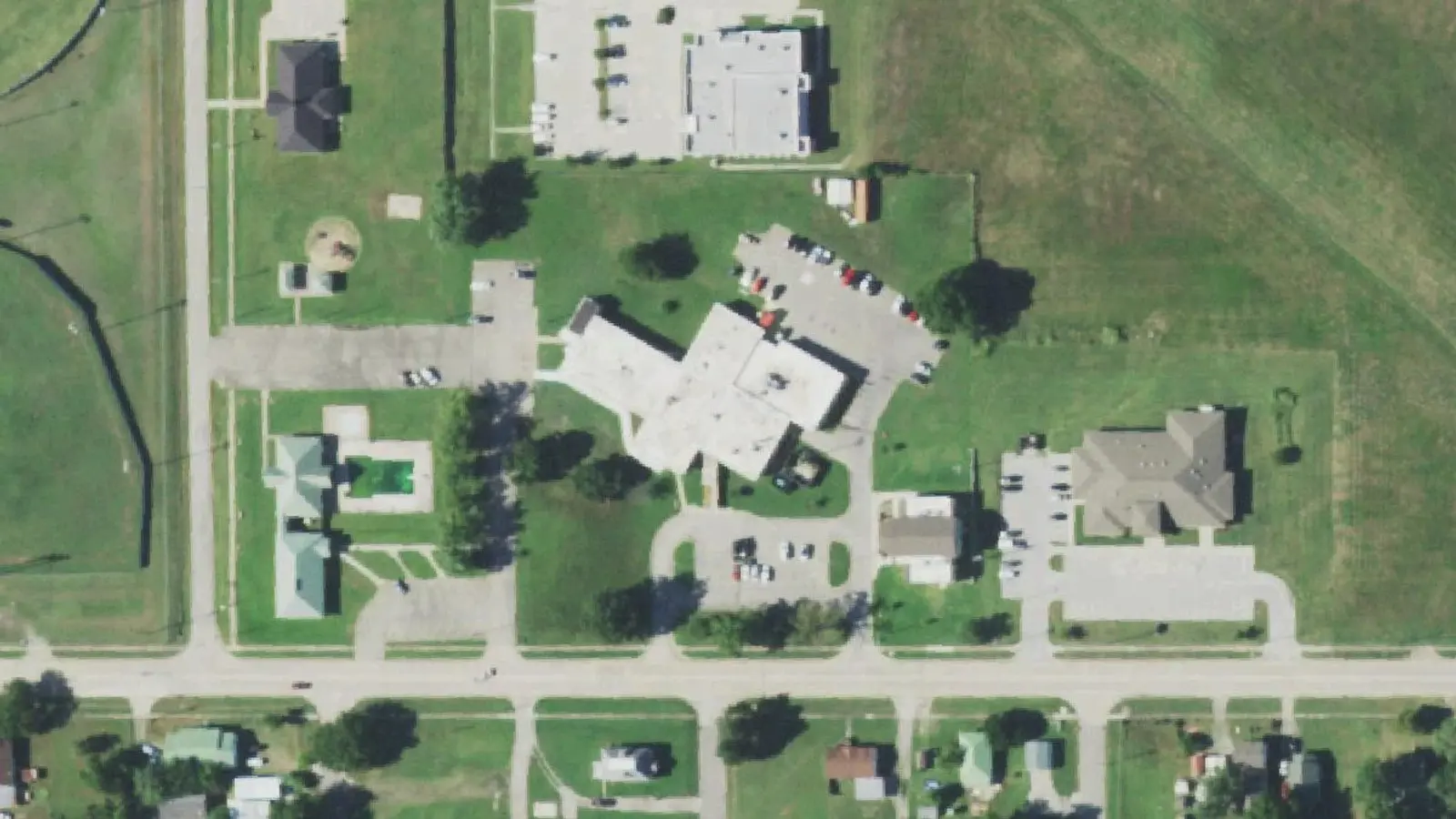 Aerial photograph of the Pawhuska Hospital, Inc campus (2021), Pawhuska, OK