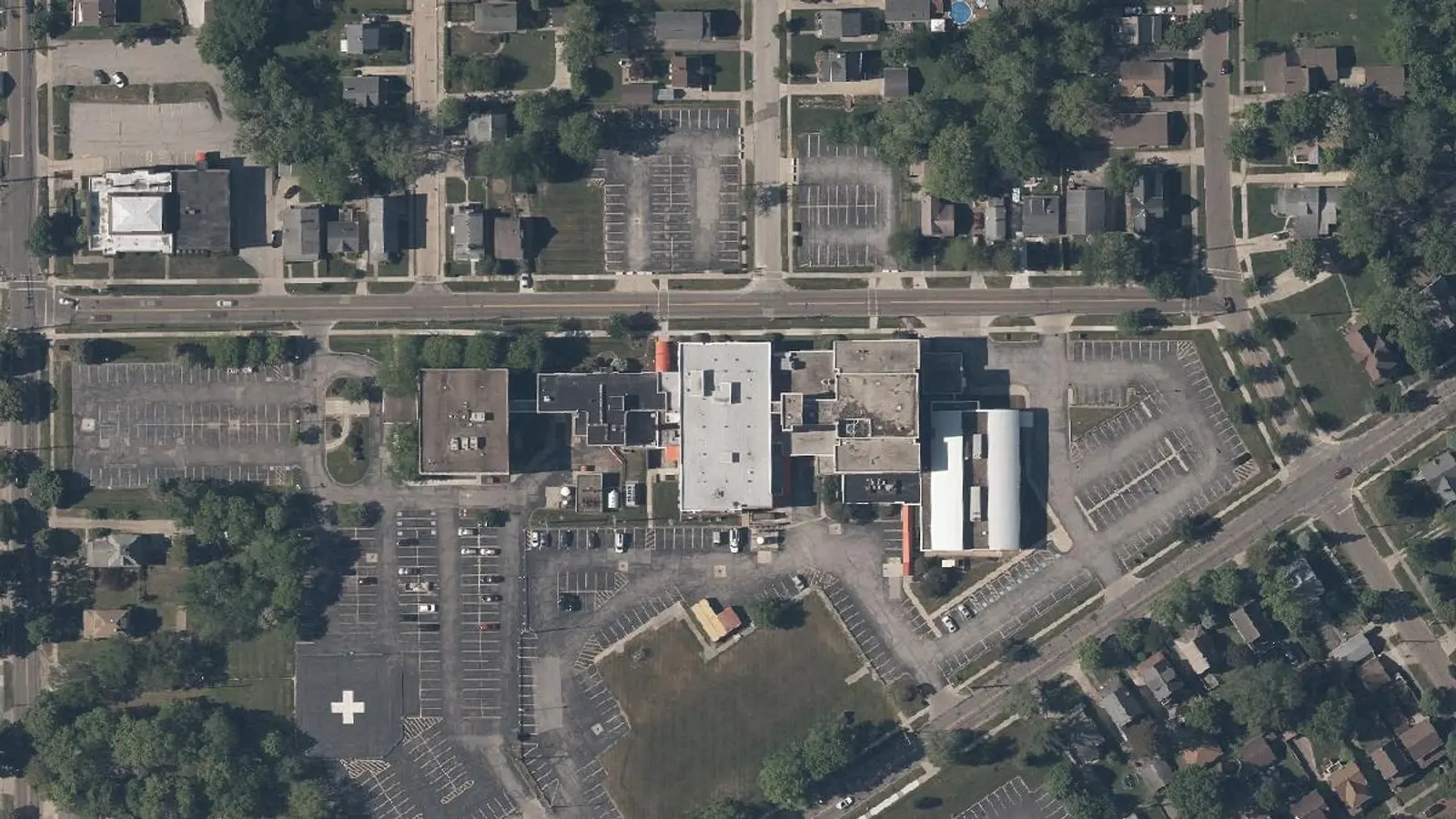 Aerial photograph of the Grace Hospital campus (2023), Bedford, OH