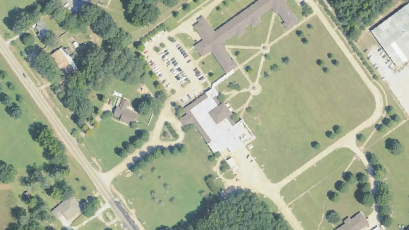 Aerial photograph of the North Mississippi State Hospital campus (2023), Tupelo, MS