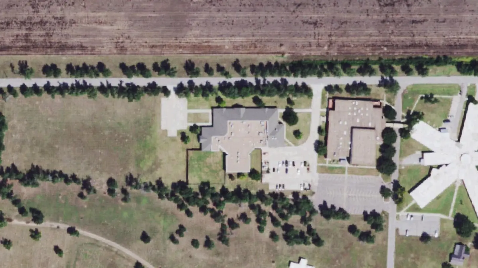 Aerial photograph of the Northwest Center For Behavioral Health (Ncbh) campus (2021), Fort Supply, OK