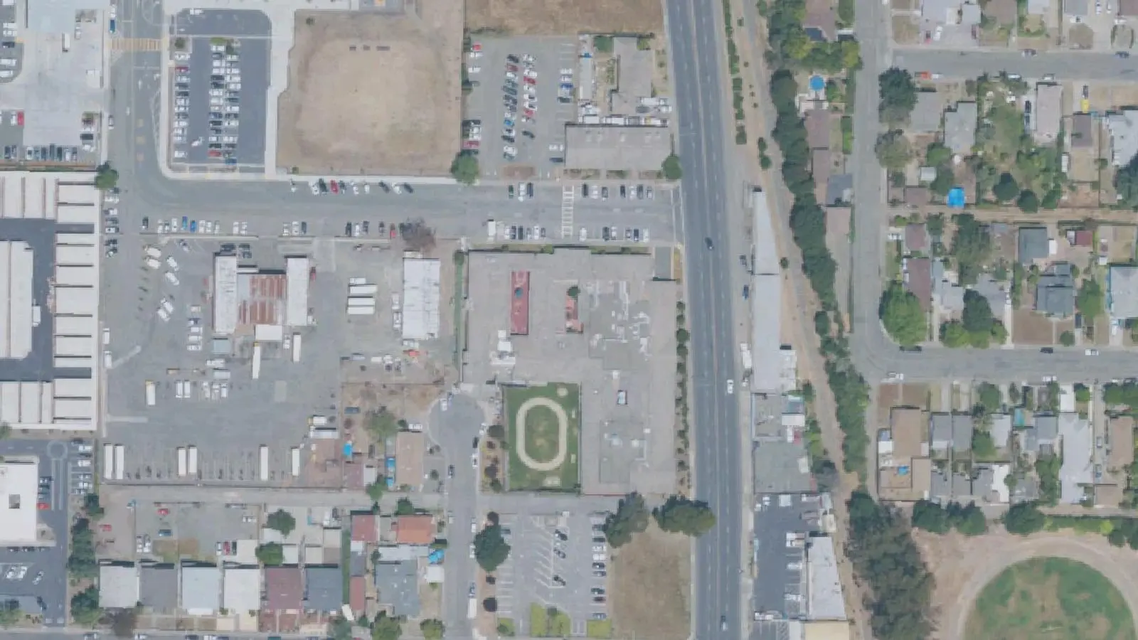 Aerial view of Adventist Health Vallejo in Vallejo, CA campus and surroundings; USDA NAIP imagery, 2022.